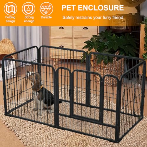 Dog Playpen for Indoor & Outdoor, 6 Panels Heavy Duty Dog Playpen, Foldable Metal Pet Play Pen Exercise Pen, Stainless Steel Pet Fence Barrier for Dog Cat Rabbit Indoor Outdoor Home Yard