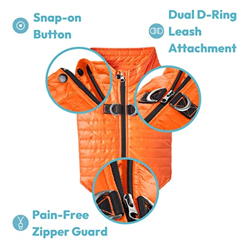 Gooby Puffer Vest - Turquoise, Small - Ultra Thin Zip Up Wind Breaker Leash - Water Resistant Dog Sweater Coat - Boy or Medium Dogs - color: Turquoise, size: Small chest (15")