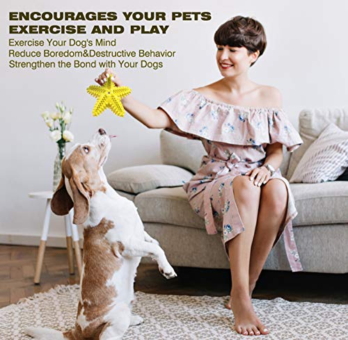 Squeaky Dog Toys - Starfish Natural Teeth Cleaning Toy for Small & Medium Dogs - Yellow - color: Starfish Yellow