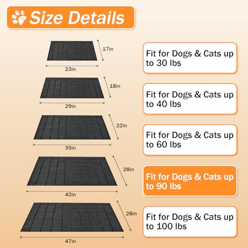 Chew Proof Dog Mat for Aggressive Chewers, 28" x 42" Machine Washable Dog Crate Pad Quilted Mat, Ultra-Durable Indestructible Pad for Large Dogs, Black Kennel Pad - size: 28"x42"