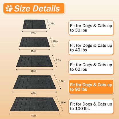 Chew Proof Dog Mat for Aggressive Chewers, 28" x 42" Machine Washable Dog Crate Pad Quilted Mat, Ultra-Durable Indestructible Pad for Large Dogs, Black Kennel Pad - size: 28"x42"