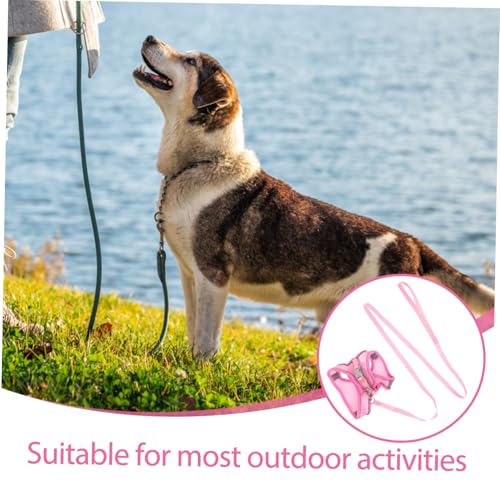 Happyyami Reflective Breathable Dog Harness with Summer Mesh Vest and Leash No-Pull Pet Walking Harness for Dogs Lightweight Pink S for Training and Jogging