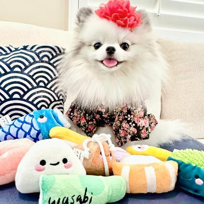 Nocciola 10 PC Sushi Squeaky Small Dog Toys, Cute Stuffed Puppy Toys with Bag, Plush Dog Squeaky Toy for Small Medium to Keep Them Busy - style: Sushi Dog Toys