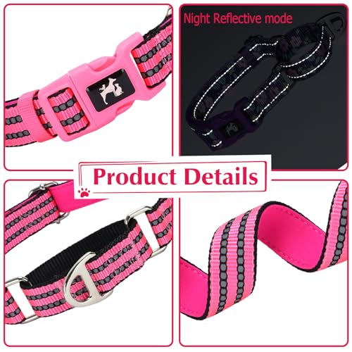Martingale Dog Collars Reflective Nylon Dog Collar with Quick Release Buckle Adjustable Training No Slip Dog Collar (Small,Pink) - color: P, size: S
