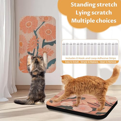 2 Pack Art Cat Scratcher, Wall-Mountable Cat Scratch Pad, Wall Cat Scratcher 16.7x11x1 Inch Cat Scratching Board for Indoor Cats Toy(Flower Series1) - color: Flower Series1