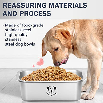 Stainless Steel Dog Bowls for Large Dogs, High Capacity Metal Dog Food Bowls, Food and Water Bowl for Large, X-Large, and Big Dogs 2.65 Gallons - color: Stainless Steel-2.65 gallons
