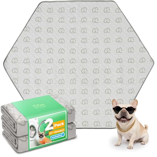 FXW Washable Pee Pads for Dogs, Leak-Proof & Non-Slip, Specifically Designed for FXW Rollick/Homeplus 24inch 6 Panels Dog Playpen, 31" Hexagon, Khaki, 2 Packs - color: Khaki, size: 31" Hexagon (2 Packs)