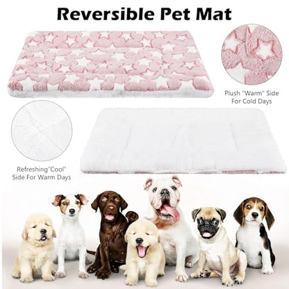 4 Pcs Washable Dog Crate Mat Kennel Pad Replaceable Reversible Pet Bed Pad for Crate Pet, Sleeping Mat for Small, Medium, Large Dog Machine Washable(16.14 x 24 x 1.6 Inch, Pink)
