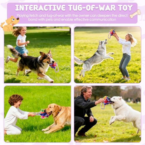 Snuffle Ball with Handle, Tug of War Rope Toys for Small Medium Dogs, Interactive Dog Toys Puppy Training Pull Toy for Exercise & Interactive Play Games (Blue) - color: Blue