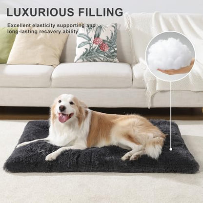 Vonabem Large Dog Bed XL, Washable Dogs Crate Pad 42 Inch, Plush Soft Pet Mats for Sleeping, Anti Slip Kennel Pads 41 * 27 inch Dark Grey - color: Dark Grey, size: 41.0"L x 27.0"W x 2.0"Th