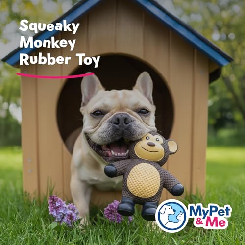 My Pet & Me - Squeaky Dog Toys for Light to Moderate Chewers - Fun Latex Toys for Puppies, Teething, and Gentle Play - Interactive Fetch and Chew Toy with Squeaker (Brown Monkey, 4.3 Inch) - size: 4.3 Inch, style: Brown Monkey
