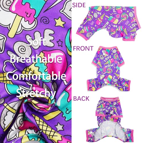 DoggyOnesie Dog Pajamas Small Puppy Clothes - Soft, Stretchy Summer Cute Boy/Girl Summer Dog Clothes - color: Purple, size: Small