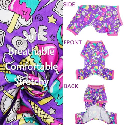 Dog Pajamas Summer Cute Dog Clothes Boy Girl Dog Pjs Soft Stretchy Doggie Puppy Clothes Cat Pet Jammies Outfit (Purple, XX-Large) - color: Purple, size: XX-Large