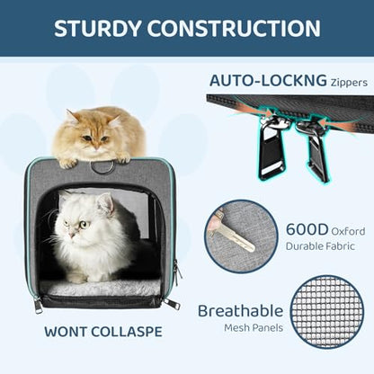 GAPZER Soft-Sided Pet Carrier for Air Travel 18x11x11 Inch - Underseat Cabin Carry Bag for Small Cats & Dogs Under 15 lbs - size: 18"x11"x11"