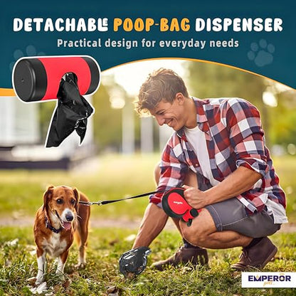 16 ft Retractable Dog Leash Red - Heavy Duty Retractable Pet Leash with Anti-Slip Grip for Medium to Large Dogs up to 110 lbs -Aura BR16 - color: Red, size: 16 ft