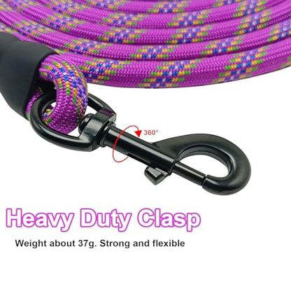 Heavy Duty Rope Dog Leash, 3/4/5/6/7/8/10/12/15 FT Nylon Pet Leash, Soft Padded Handle Thick Lead Leashes for Large Medium Dogs (Purple, 1/2" * 8') - color: purple, size: 1/2" * 8'
