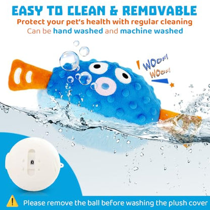 Interactive Dog Toys Rechargeable Moving Puppy Toys to Keep Them Busy, Touch Activated Puppy Toys, Puppy Dog Birthday Gifts, Electric Plush Entertainment Toy for Small & Medium Dogs - color: blue fish