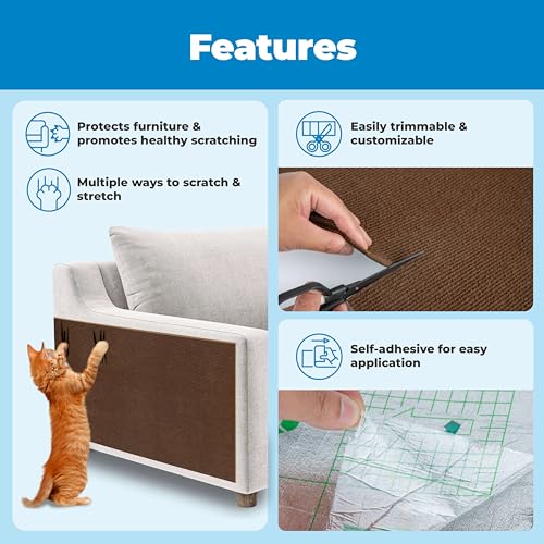 Best Pet Supplies Catify Cat Scratcher, Fun Interactive Scratchers, Posts, Poles, Claw Safe, Furniture Saver Indoor Play Support Natural Cat Behaviors Heavy Duty - Brown, 78.7 x 15.8 - color: Brown Mat - 78.7 x 15.8"