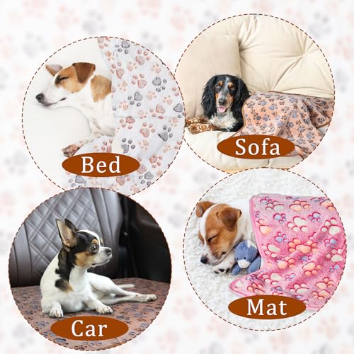 1 Pack 3 Blankets Super Soft Fluffy Premium Fleece Pet Blanket Flannel Paw Printed Throw for Dog Puppy Cat (Small 23x16'', Beige, Grey, Navy) - color: Beige, Grey, Navy, size: 23x16 inch(Pack of 3)
