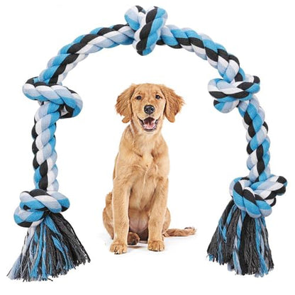 Dog Rope Toys for Large Dogs Aggressive Chewers,Indestructible Cotton Rope for Large Breed Dog, Tug of War Dog Toy, Durable 3ft Dog Toys with 5 Knots - color: colorful-1PCS