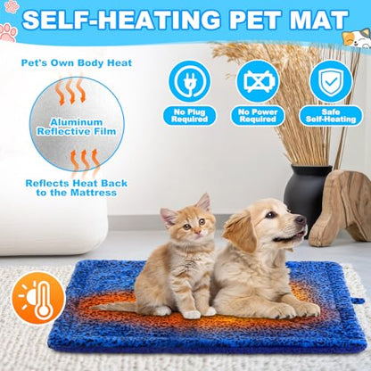 Riakrum 4 Pack Self Warming Cat Bed Mats Leopard Print Cat Dog Thermal Blanket Double Sided Self Heating Pet Pad with Storage Bags for Pet Winter Outdoor Indoor Supplies, Non Electric(XL) - size: XL