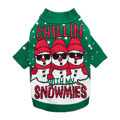 Fitwarm Chillin with My Snowmies Dog Ugly Christmas Sweater, Winter Dog Clothes for Small Dogs Girl Boy, Pet Holiday Sweatshirt, Xmas Snowman Outfit, Green, Red, White, Small - color: Snowmies, size: Small