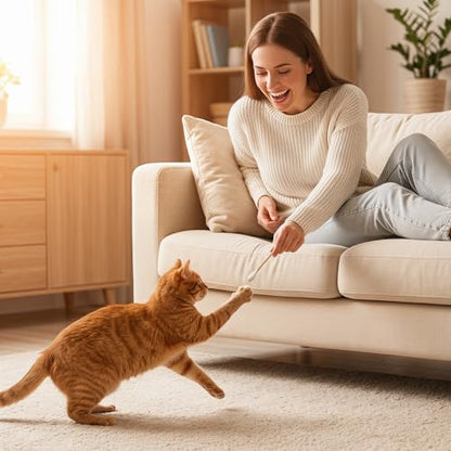 Cotton Swab Cat Toy with Catnip, 6 Pack Interactive Kicker Chew Stick for Indoor Pet Dental Play