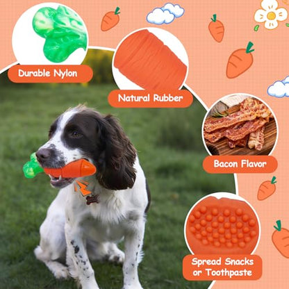 BoYoYo Tough Dog Toys for Aggressive Chewers with Squeaky, Indestructible Dog Chew Toys for Medium and Large Breeds to Keep Them Busy, Interactive Durable Dog Toy - color: OrangeCarrot