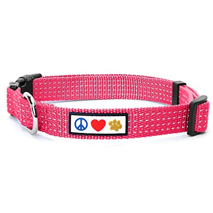 Pawtitas Reflective Dog Collar for X-Small Dogs – Adjustable Nylon Puppy Collar with Quick-Release Buckle | Fits Neck 8–13 in | Night Safety Training Collar | XS | Pink - color: Pink, size: X-Small (Pack of 1)
