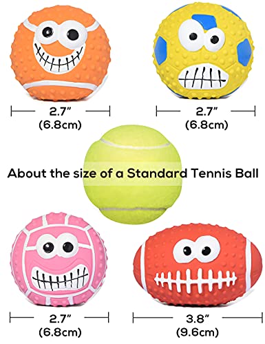 SCHITEC Squeaky Dog Ball, [4 Pack] Latex Rubber Dog Squeak Toys, 2.7'' Soft Bouncy Fetch Balls for Medium Small Pets Interactive Play - size: Medium Balls 2.7"