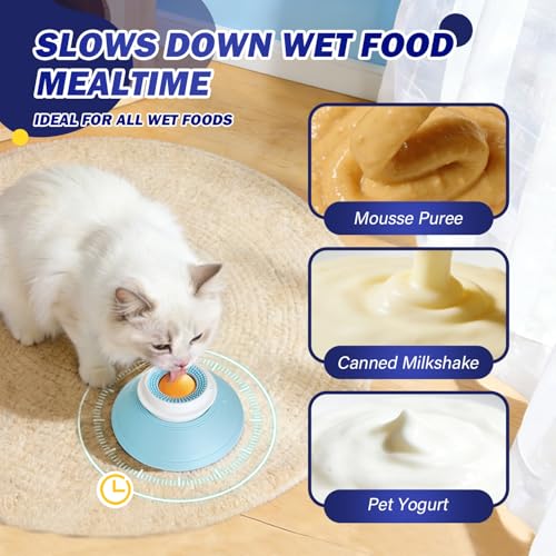 Slow Feeder cat Bowl, Interactive Licking Bowl for Wet & Liquid Food, Cat Puzzle Feeder, Non-Slip Cat Food Bowl for Slow Eating, Anxiety Relief Cat Slow Feeder Bowl （White Ball） - color: White