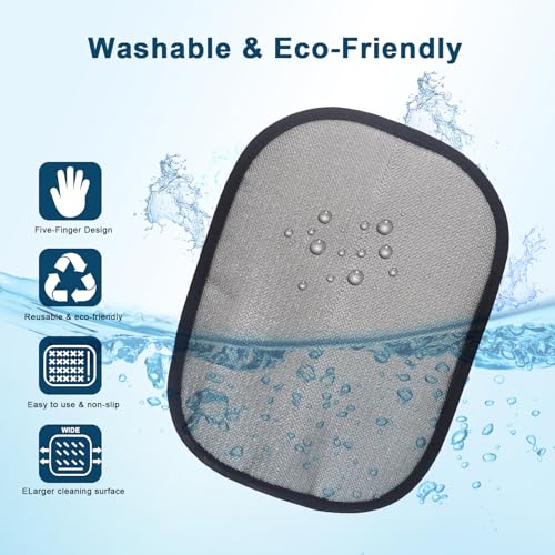 2Pcs Pet Hair Removal Glove for Cats & Dogs, with 2Pcs Toothbrush, Upgraded Five-Finger Electrostatic Pet Hair Gloves, Washable Reusable Pet Hair Remover Tool for Clothing, Couch, Carpet, Car Seat - color: Black