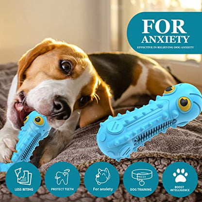 ZIKATON Dog Squeaky Toys for Aggressive Chewers, Durable Chew Toys for Large Medium Breed Dog, Dog Toys, Tough Durable Dogs Toys with Natural Rubber - color: Bule Octopus