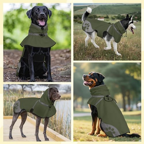 Dog Raincoat for Medium Dogs,Dog Rain Jacket Waterproof,for Adventures, Walking, Hunting（M,Dark Green） - size: Medium