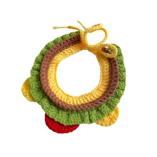 Spring Cat Collar Cute Breakaway Safe Adjustable Cat Collars for Cats Small Dogs Soft Knitted Neck Decor Kitten Collar Girl Cat Supplies for Indoor Cats Pet Collar Accessories (Hamburger) - color: Hamburger