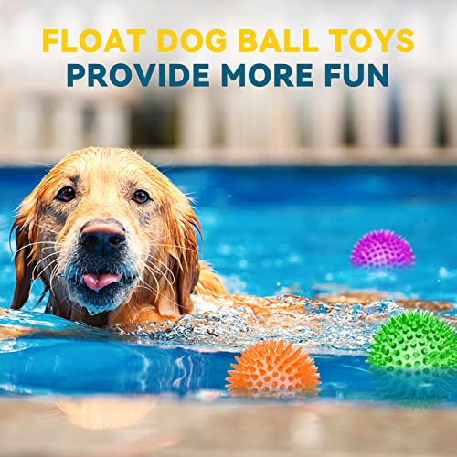 SHARLOVY 3.5” Large Dog Toys Ball, 6 Pack Squeaky oys, Durable for Aggressive Chewers, Spiky Ball for Clean Teeth and Training, Fetch Toys for Large Dogs, for Puppy Chew and Teething - size: Large Set of 6