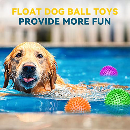 SHARLOVY 3.5” Large Dog Toys Ball, 6 Pack Squeaky oys, Durable for Aggressive Chewers, Spiky Ball for Clean Teeth and Training, Fetch Toys for Large Dogs, for Puppy Chew and Teething - size: Large Set of 6