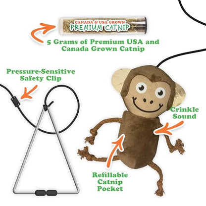 Meowijuana Jump 'n' Jamb Door Hanging Cat Toy Bundle | Funky Monkey + Happy Grass Blend | Refillable Interactive Catnip Toy | Promotes Play and Cat Health | Potent Catnip Grown in North America - color: Funky Monkey Bundle