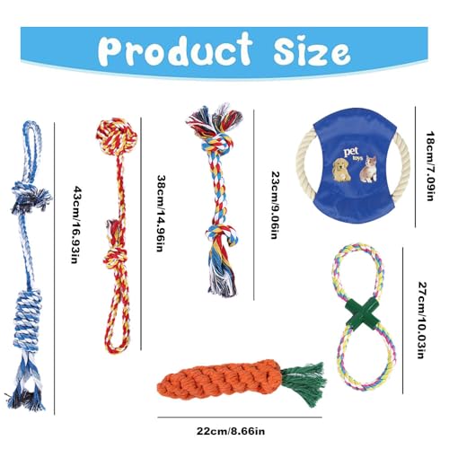 Dog Rope Toys for Small Dogs Aggressive Chewers, 100% Natural Cotton, 6 Pack for Fun and Teeth Cleaning Chew Tug of War Interactive Training Rope Toys for Puppy to Small Dogs