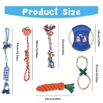 Dog Rope Toys for Small Dogs Aggressive Chewers, 100% Natural Cotton, 6 Pack for Fun and Teeth Cleaning Chew Tug of War Interactive Training Rope Toys for Puppy to Small Dogs