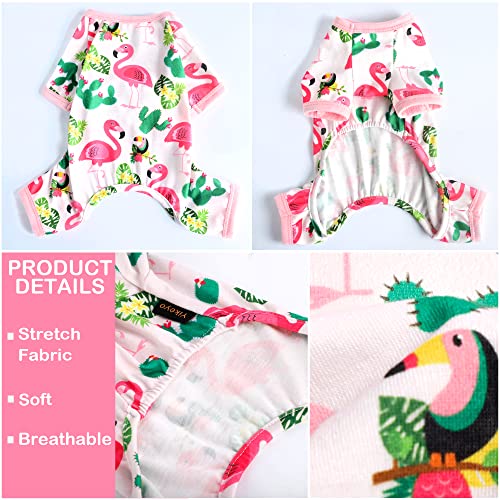 Dog Pajamas for Small Dogs, Soft Thin Pjs Jammies Cat Doggie, Summer Pet Cute Puppy Clothes Outfits Dogs Boy Girl(Flamingo,XS) - color: Flamingo, size: X-Small (Chest 11.8 in)