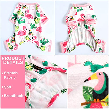 Dog Pajamas for Small Dogs, Soft Thin Pjs Jammies Cat Doggie, Summer Pet Cute Puppy Clothes Outfits Dogs Boy Girl(Flamingo,XS) - color: Flamingo, size: X-Small (Chest 11.8 in)
