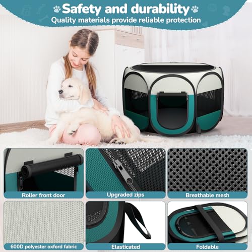 Foldable Puppy Playpen Indoor for Cat - Portable Cats Dogs Kennel Pop Up Cat Playpen for Small Pets Kitten Outdoor with Carrying Case - style: S