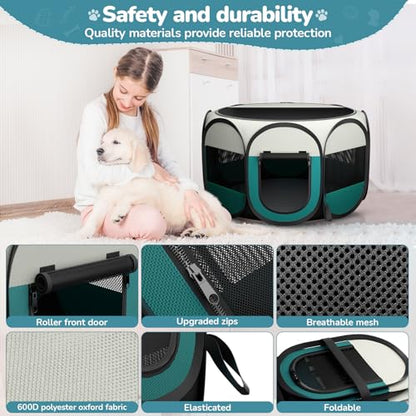 Foldable Pet Playpen for Cat Dog - Portable Cats Dogs Kennel Pop Up Dog Playpens, Medium Pets CrateTent Cage with Carrying Case for Outdoor Travel - style: M
