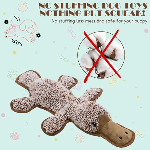 No Stuffing Dog Squeak Toys- Chew Toys for Small Medium Large Breed- Durable Puppy Teething Interactive to Keep Them Busy- Best Birthday Gift(Platypus) - color: Coffee