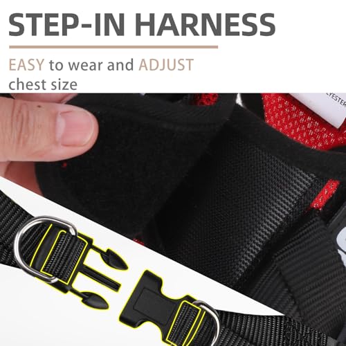 PUPTECK Service Dog Harness and Leash Set for Small Medium Dogs No Pull Step-in Soft Mesh Puppy with 2 Removable Patches Cat Vest Harnesses Reflective at Night, Red, L - color: #1 Red(Service Dog), size: L(CHEST 18"-20", 16.5-22 lbs)