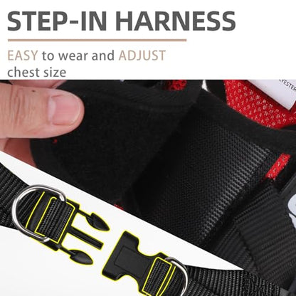 PUPTECK Service Dog Harness and Leash Set for Small Medium Dogs No Pull Step-in Soft Mesh Puppy with 2 Removable Patches Cat Vest Harnesses Reflective at Night, Red, M - color: #1 Red(Service Dog), size: M(CHEST 16"-18", 11-18 lbs)