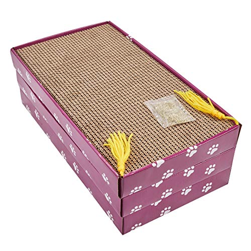 PEEKAB Cat Scratcher Cardboard Wide Scratching Board Reversible Corrugate Cat Scratch Pad with Box Catnip Included Large 3PCS - size: XL-3pack