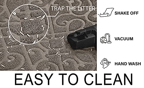 PetLike Cat Litter Box Mat, Thick Kitty Litter Trapping Mat, Durable,Waterproof &Washable with Non-Slip Backing, Soft on Kitty Paws and Easy to Clean, BPA Free - color: Tan, size: 35x24