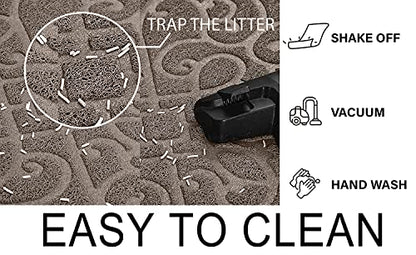 PetLike Cat Litter Box Mat, Thick Kitty Litter Trapping Mat, Durable,Waterproof &Washable with Non-Slip Backing, Soft on Kitty Paws and Easy to Clean, BPA Free - color: Tan, size: 35x24